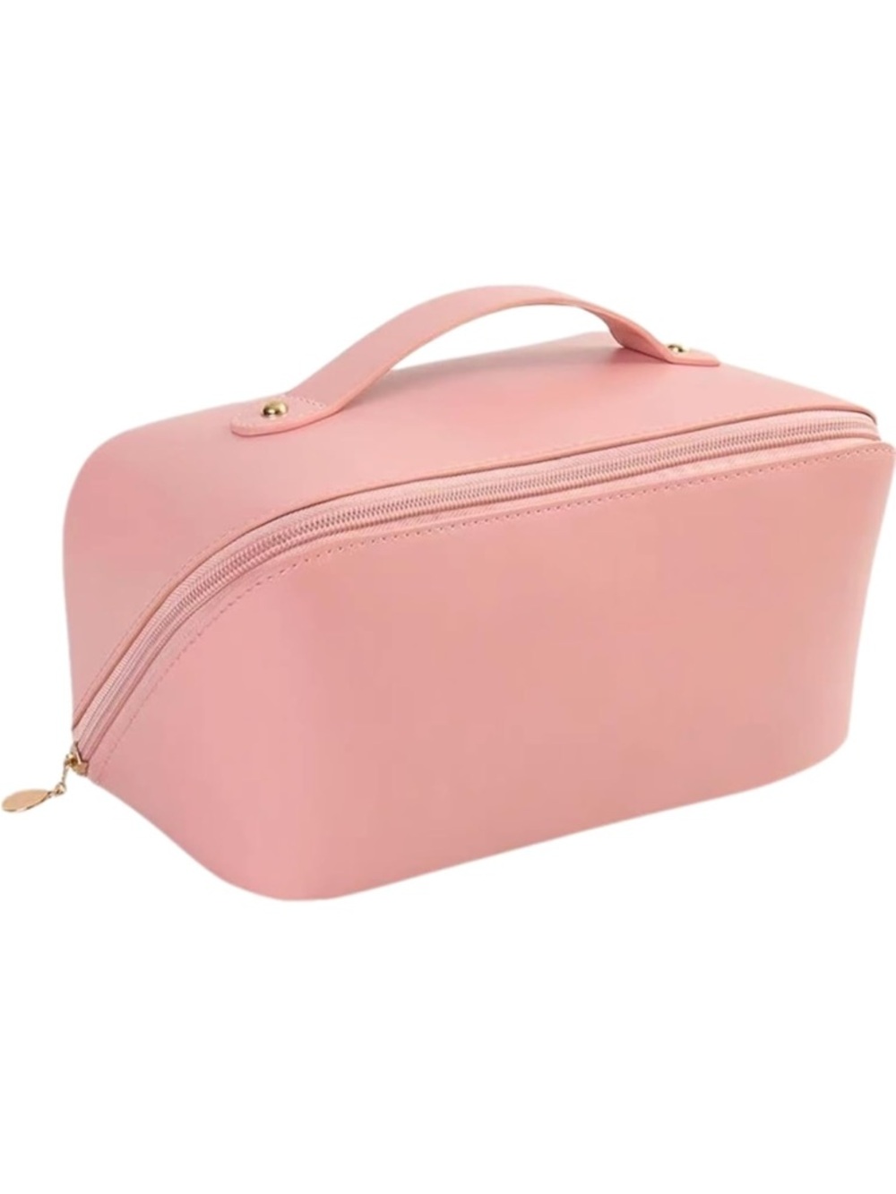 Women's Pink Cosmetic Travel Pouch - Soft Faux Leather